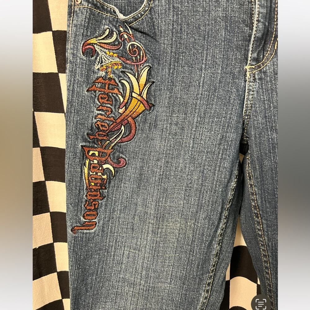 Harley Davidson Women’s Embroidered Denim Flared Jeans - Picture 5 of 10